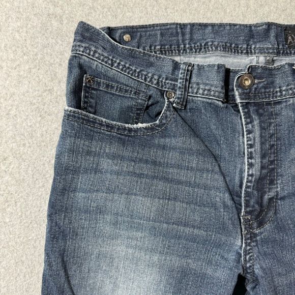 TK Axel Jeans Mens 34x32 Blue Straight Cut Denim Pants Thick Stitch Embroidered - Picture 4 of 13